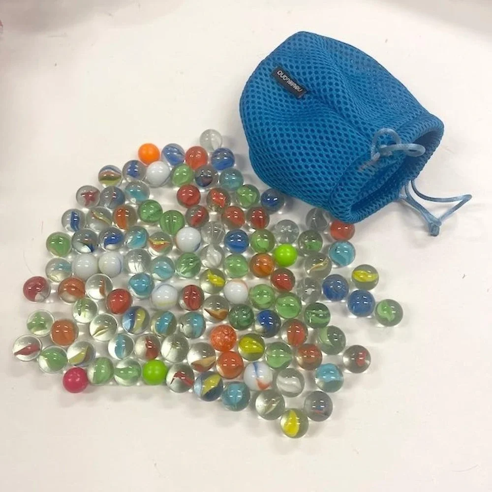 Kids Marble Run Construction Set Bulk Lot with Glass Marbles and Storage‎ Bag